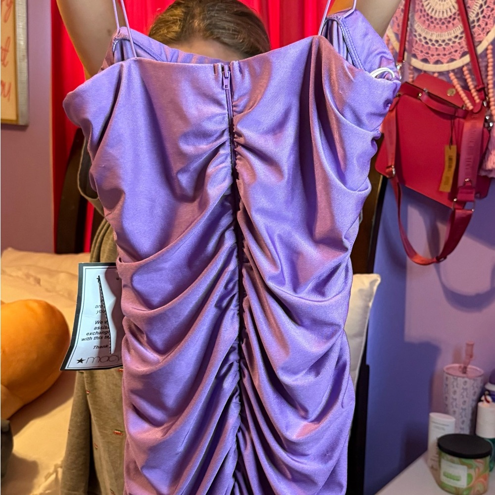 Macy's Lavender Ruched Maxi Dress
